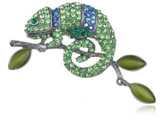 Genuine Peridot Crystal Rhinestone Chameleon Lizard Costume Jewelry 
