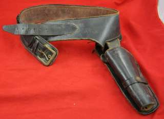 Vintage LEATHER GUN Cartridge BELT HOLSTER Old West Western Revolver 