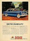 1953 Ad Dodge V8 Coronet Sedan Vintage Mobilgas Economy