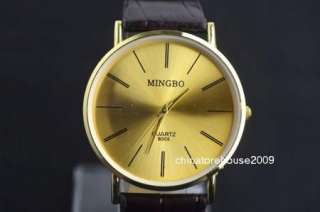 New Fine Fashion Boys Men Gentlema Gift Gold Colors Quartz Wristwatch 