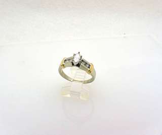 14k two tone Gold Marquise Natural Diamond 0.70ctw Engagement Ring 
