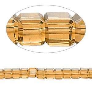  #4764 Celestial Crystal®, 18 facet, gold, 4x4mm cube   10 