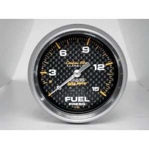 Auto Meter 4813 Carbon Fiber 2 5/8 0 15 PSI Mechanical Fuel Pressure 
