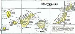 1898 Atlantic Islands Original Color Map** Azores, etc  