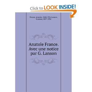   Lanson Anatole, 1844 1924,Lanson, Gustave, 1857 1934 France Books