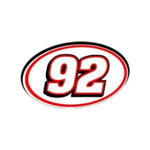  92 Number   Jersey Nascar Racing Window Bumper Sticker 