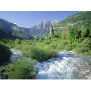  Torla, the River Ara and Distant Mondarruego, Huesca 