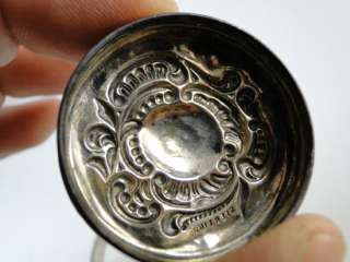 Antique Sterling Silver Glass Trinket Jar Box Pill Dresser Miniature 