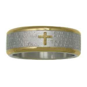    Mens Stainless Steel Two Tone Lords Prayer Band, Size 11 Jewelry
