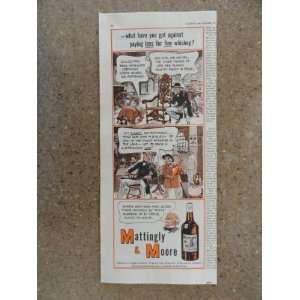  Mattingly & Moore Whiskey, Vintage 40s Illustration print 