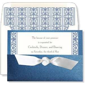   and Formal Invitations   Blue Versailles Pocket Ribbon Invitation