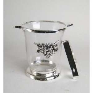 Glass Ice Bucket Silver Plated Detail Tongs Tong Tray Tabletop Decor 