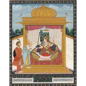 Maharaja Ranjit Singh Worshipping Devi   Water Color On Paper   Artist 