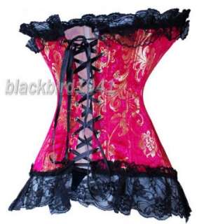 L10 SEXY GOTHIC ROSE W GOLD FLORAL CORSET BUSTIER 2XL  