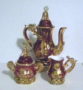 Porsem Limoges Elegant Tea Pot, Cups, Saucers, Sugar Bowl and Creamer 