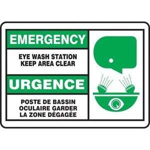 EMERGENCY EYE WASH STATION KEEP AREA CLEAR W/GRAPHIC (BILINGUAL FRENCH 