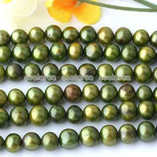Dark Green Cultured Freshwater Pearls Nugget Bead 6 7mm  