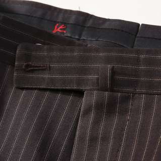 NWT $3295 ISAIA NAPOLI Dark Brown Stripe Superfine Wool Suit 42 L Side 