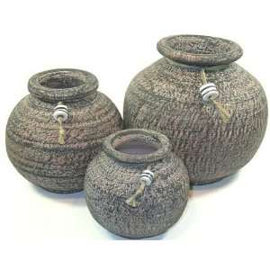  Set of 3 Rd. Vase with Sandcast Bead
