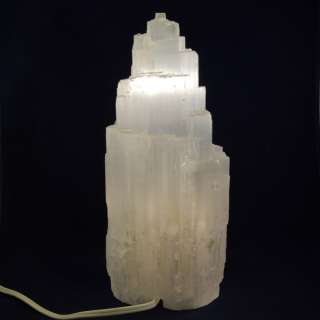 10.7 271mm WHITE SELENITE TOWER LAMP Crystal Skyscraper Light w/ Cord 