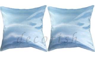 PALE BLUE Silk THROW COUCH PILLOW CASES /CUSHIONS NEW  