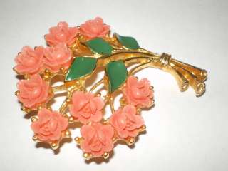 Vintage Pink Celluloid Flower Power Bundle Brooch Pin  