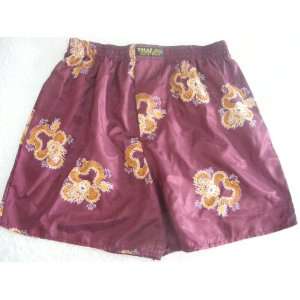   Boxer Shorts  Maroon with Large Gold Dragons Design (SIZE LARGE 28 30