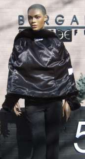 55864 New Black Imitation Faux Fake Fur Jacket Coat Stroller M Medium 
