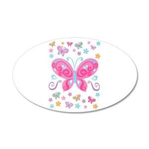  38.5x24.5O Wall Vinyl Sticker Pretty Butterflies And 