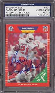 1989 Pro Set #494 Barry Sanders Rookie Signed Autographed PSA/DNA 