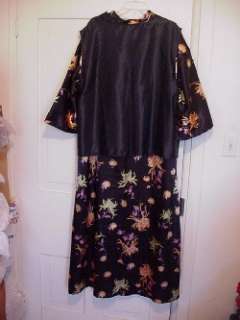 Loungewear Plus Size 2X Black Flowered Gown & Over Blouse New Hand 