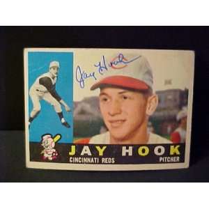 Jay Hook Cincinnati Reds #187 1960 Topps Autographed Baseball 