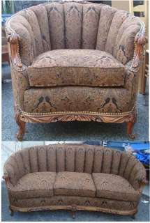 Antique AMERICAN FRENCH ART DECO CHAIR SOFA Channel Back Furniture 