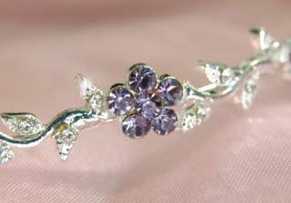 Bridal Flower Purple Crystal Headband Tiara T1262  
