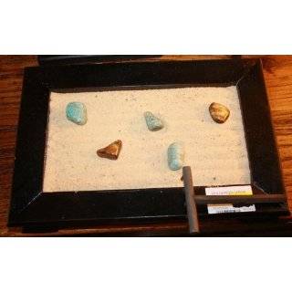 Japanese Style Zen Garden with Rocks, Sand, Wooden Tray, Tools and 