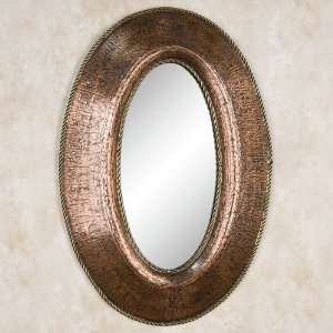  Petite Oval Lightly Hammered Copper Mirror with Brass 