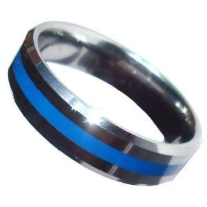  Tungsten Brotherhood BandTM Blue Line Ring Jewelry