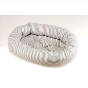  Donut Dog Bed in Blue Ticking Size Large (42 x 32 