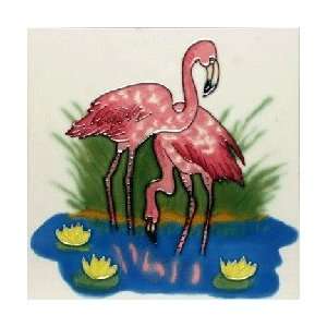  Flamingo Decorative Ceramic Wall Art Tile 8x8