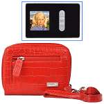 WalletBe Womens Accordion Croco Print Red Leather Wallet w/Digital 