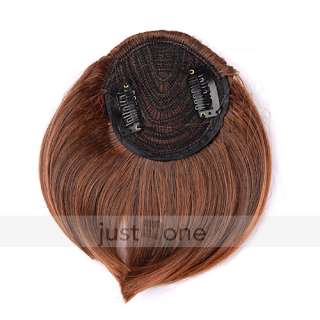 Women Lady Hairpiece Décoration Head Clip on Forehead Trim Flat Bang 