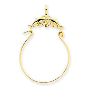    14k Yellow Gold Double Dolphins Pendant Holder Pendant Jewelry