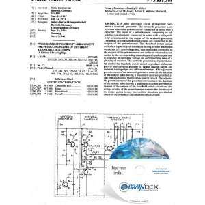  NEW Patent CD for PULSE GENERATING CIRCUIT ARRANGMENT FOR 