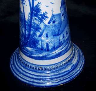 1600s English Delft Blue & White Beaded Tankard Tapered  