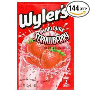 Wylers Unsweetened Drink Mix, Slam Dunk Strawberry, 0.15 Ounce 