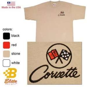  C2 Corvette Emblem Embroidered On American Made Tee Shirt 