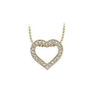  14K Yellow Gold 1/5 ct. Diamond Heart Necklace   16 