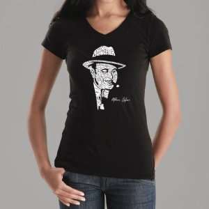 Womens Black Al Capone V Neck Shirt XS   Al Capones face created out 