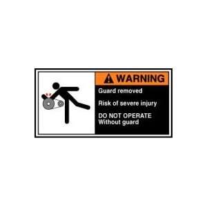   INJURY DO NOT OPERATE WITHOUT GUARD (W/GRAPHIC) 2 1/2 x 5 Adhesive