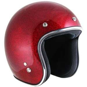  Outlaw Retro Burgundy Mega Flake Open Face Helmet   Size 